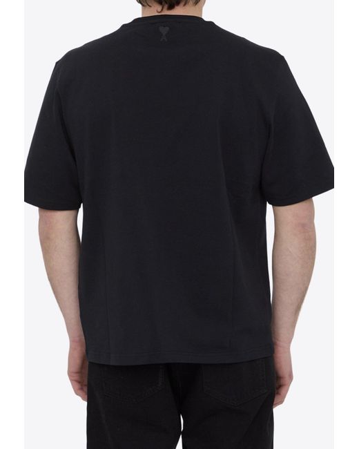 AMI Black Short-Sleeved Crewneck T-Shirt for men