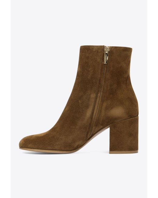 Gianvito Rossi Brown Joelle 70 Suede Ankle Boots