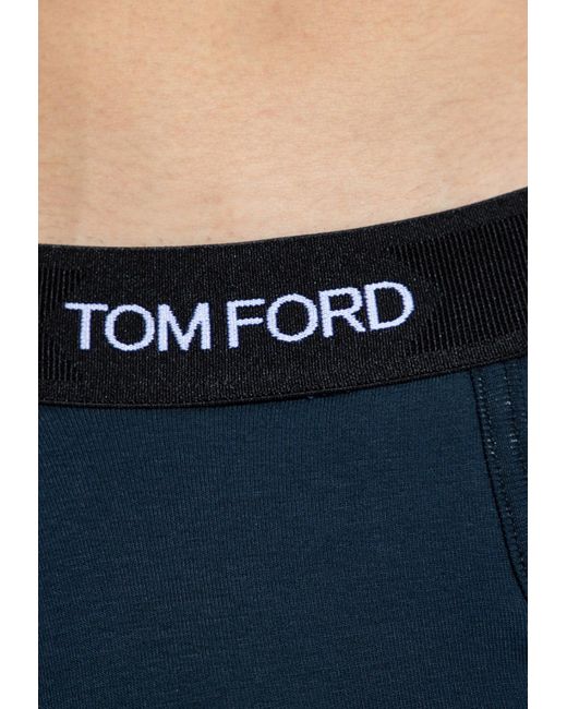 Tom Ford Blue Logo Jacquard Stretch Briefs for men