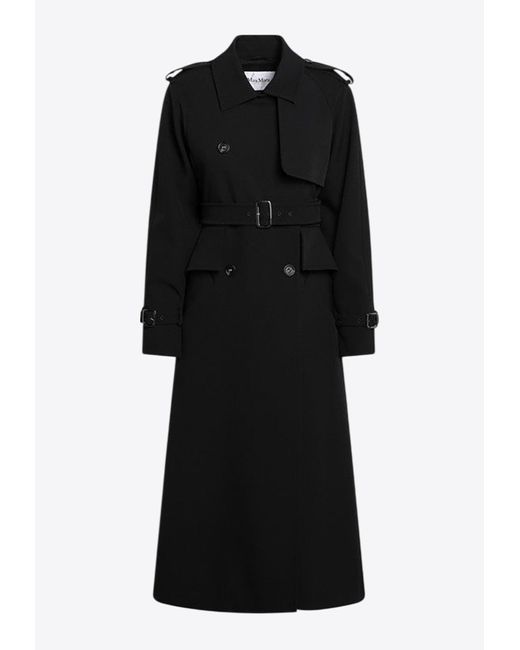 Max Mara Black Flavio Double-Breasted Long Trench Coat