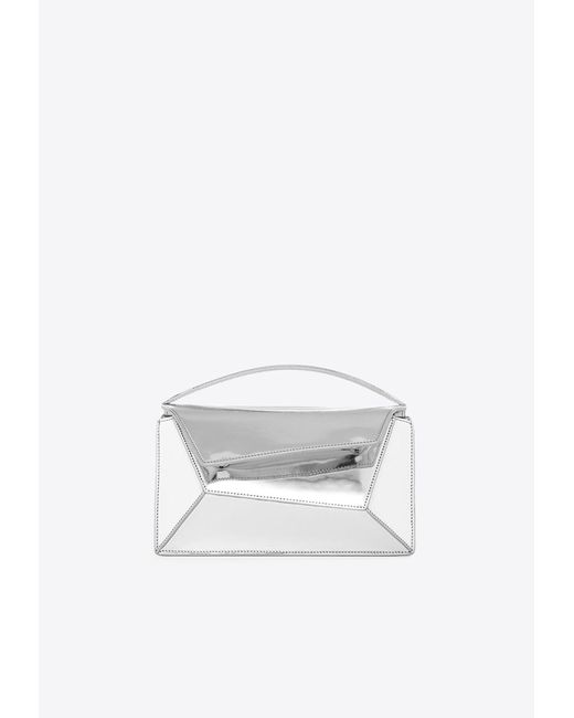Mlouye Small Naomi Top Handle Bag In Metallic Leather in White Lyst