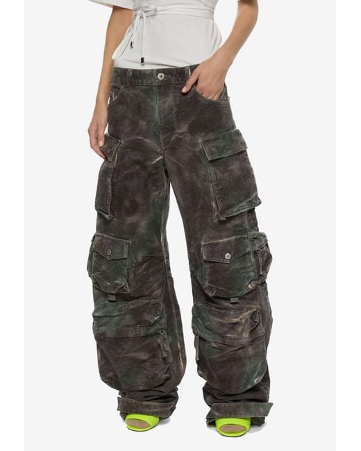 The Attico Gray Fern Camouflage Oversized Cargo Pants