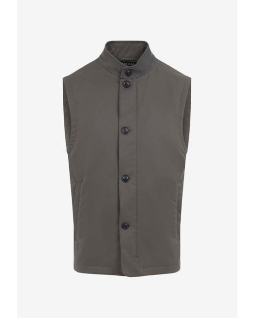 Zegna Gray Technical Shell Sleeveless Vest for men