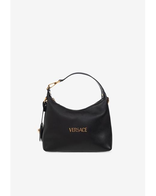 Versace Black Tag Leather Hobo Bag