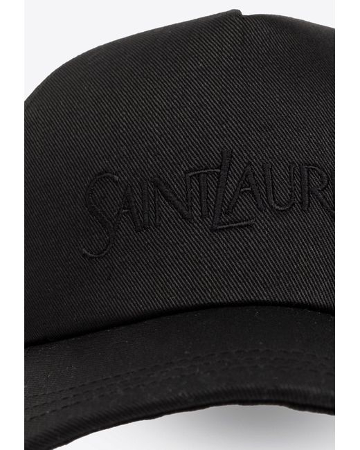 Saint Laurent Black Logo Embroidered Baseball Cap for men