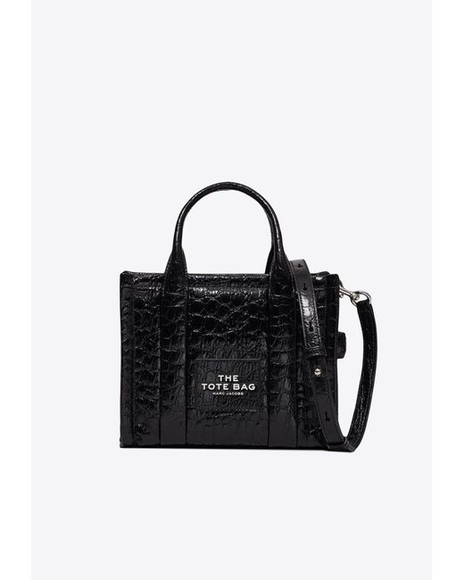 Marc Jacobs Black The Small Croc-Embossed Leather Tote Bag