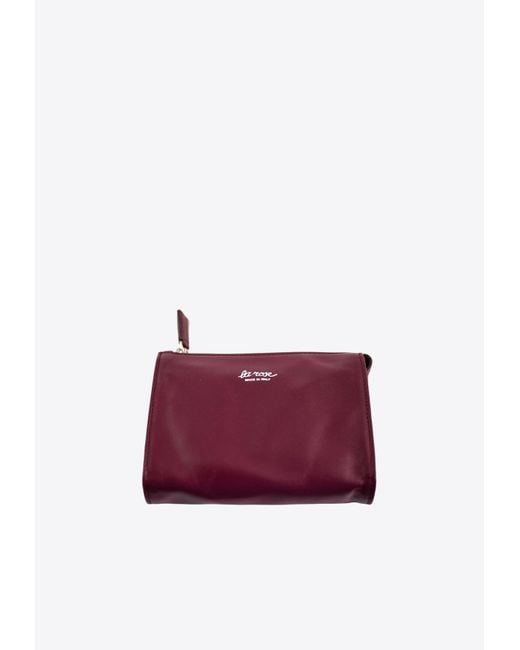 LA ROSE Purple Leather Make-Up Pouch