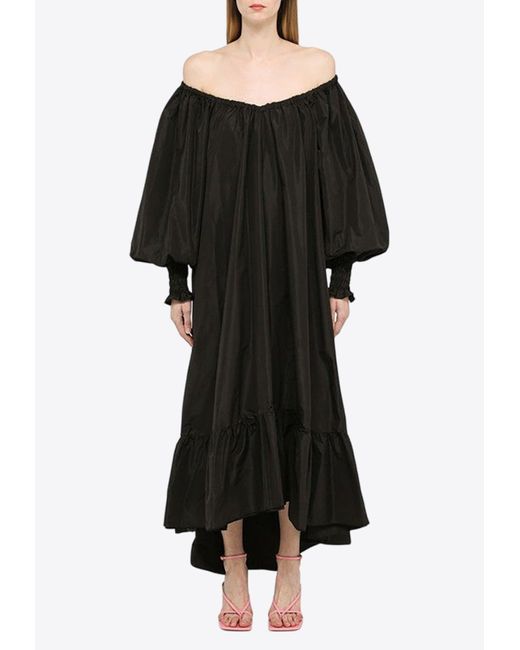 Patou Black Off-Shoulder Faille Maxi Dress
