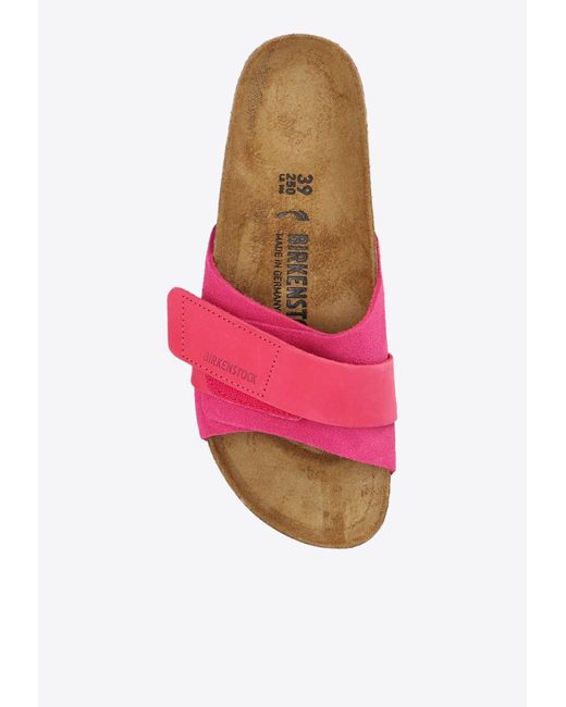 Birkenstock Pink Oita Suede Leather Slides