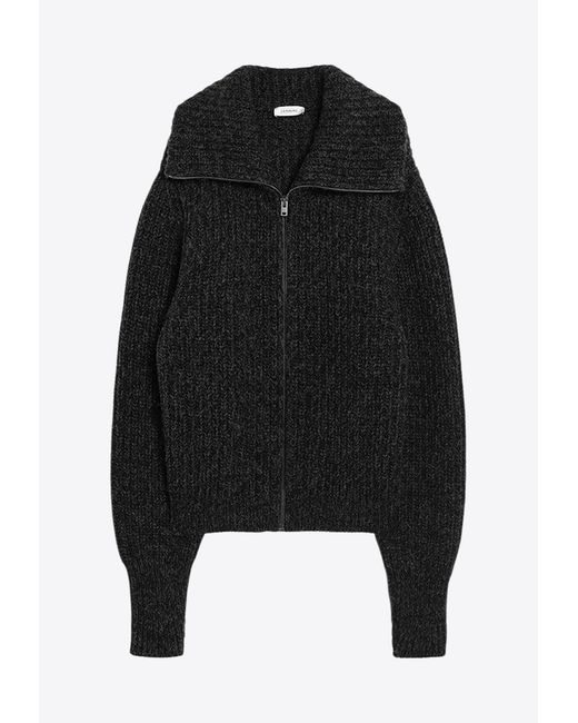 Lemaire Black Knitted Alpaca Zip Cardigan for men