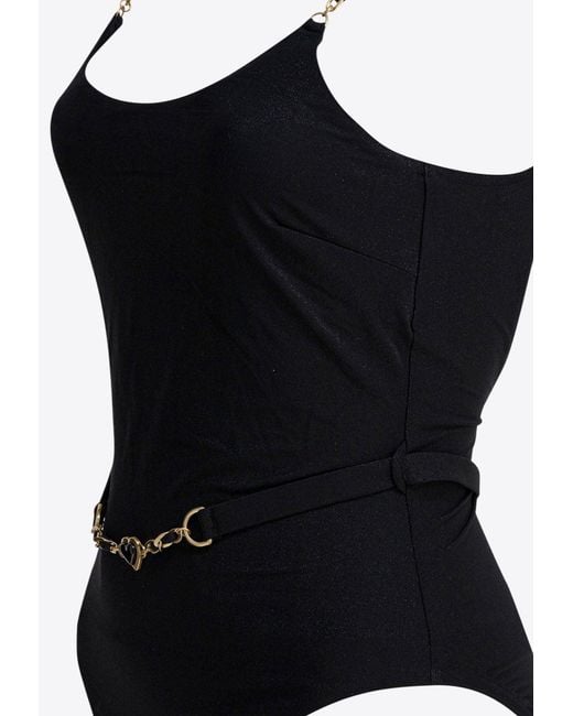 Zimmermann Black Daylight Chain Scoop One-Piece Swimsuit