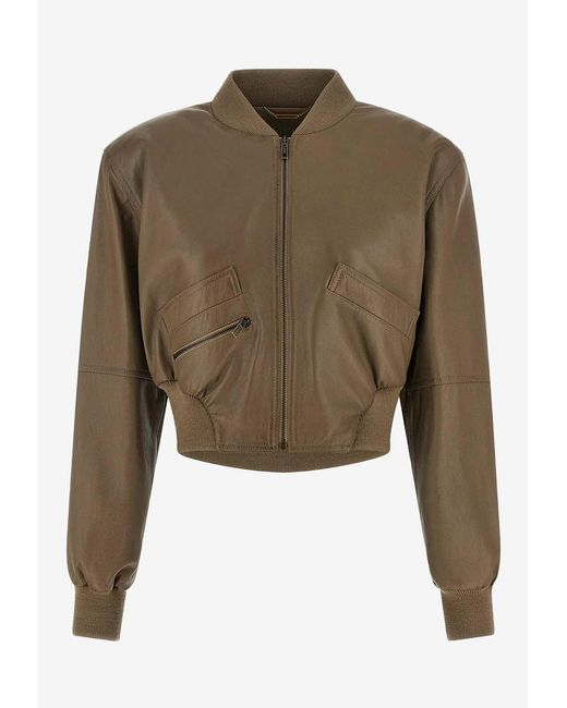 Chloé Green Cropped Leather Jacket