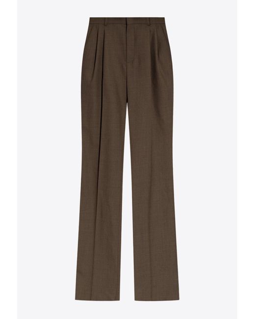 Saint Laurent Brown High-Waist Tailored Wool Pants