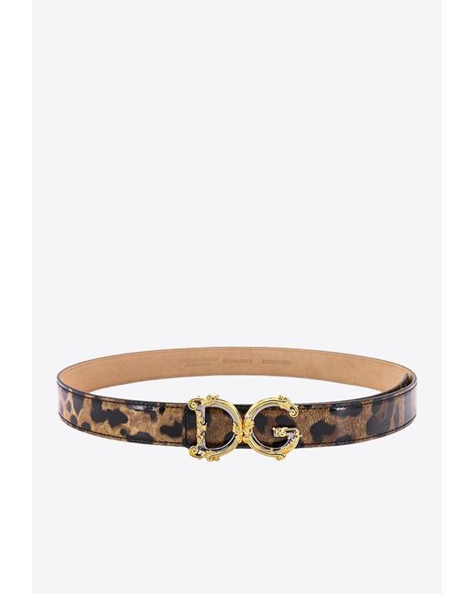 Dolce & Gabbana White Dg Girls Leopard Print Leather Belt