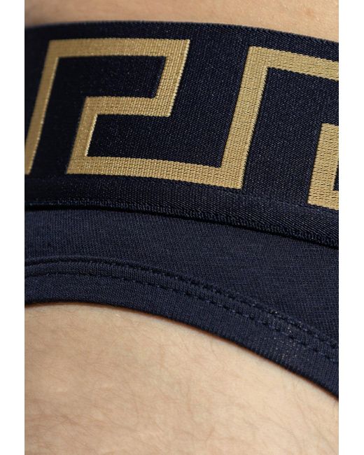 Versace Blue Greca Border Elastic Waistband Briefs for men