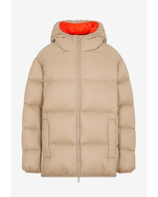MSGM Natural Zip-up Down Jacket In Tech Fabric
