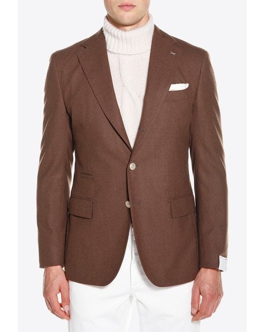 Eleventy Brown Single-Breasted Wool Jacket for men