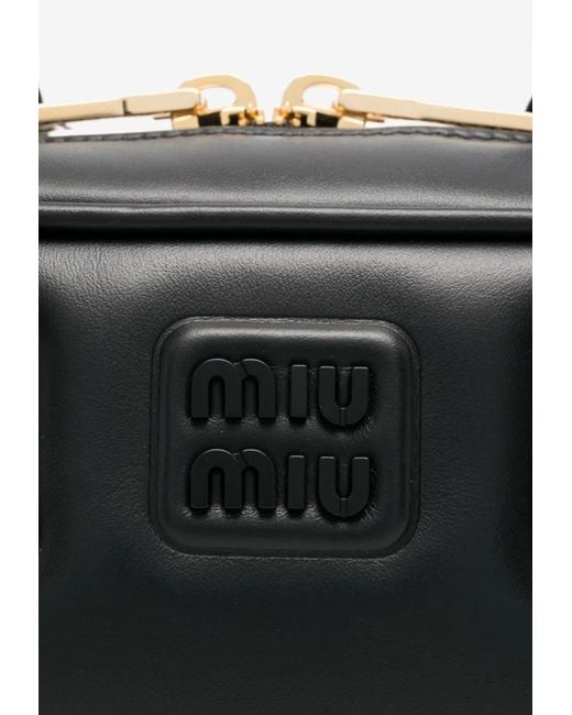 Miu Miu Black Large Arcadie Leather Top Handle Bag