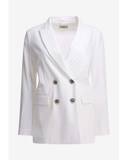 Herno White Double-Breasted Buttoned Blazer