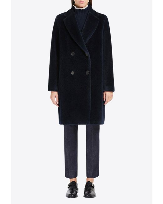 Max Mara Black Roseto Alpaca And Wool Coat