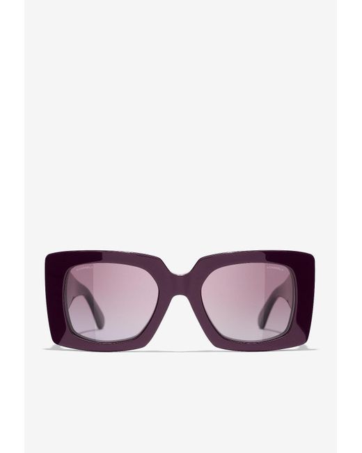 Chanel Purple Logo Square Sunglasses