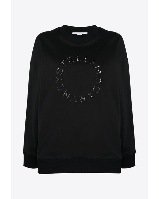 Stella McCartney Black Crystal-Embellished Logo Sweatshirt