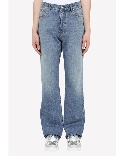 Valentino Blue Archive Print Straight-leg Jeans for men