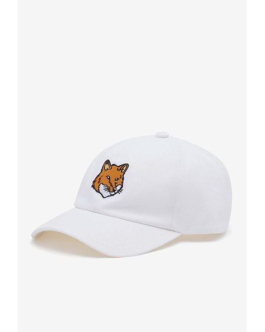 Maison Kitsuné White Embroidered-Fox Baseball Caps
