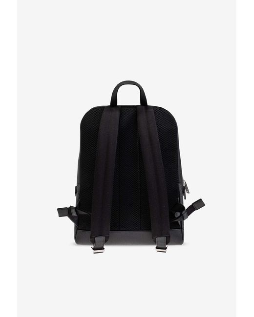 Ferragamo Black Embossed Monogram Backpack for men