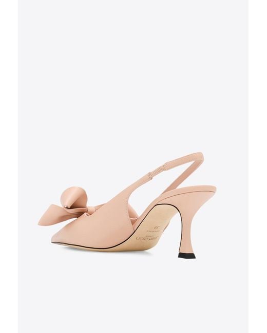 Jimmy Choo Pink Staz 70 Oversized Bow Slingback Pumps