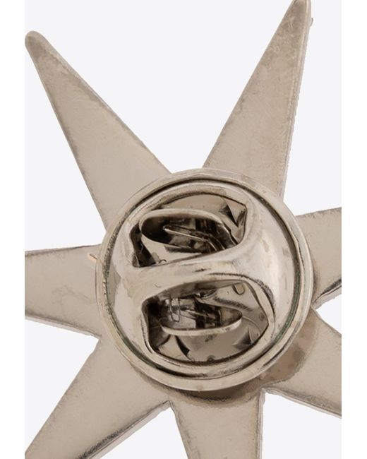 Moschino White Star-Shaped Studded Pin