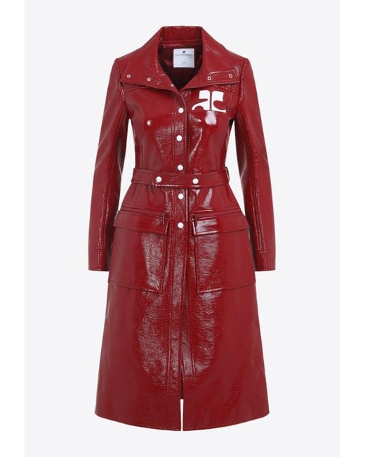 Courreges Women's Red Belted Trench Coat