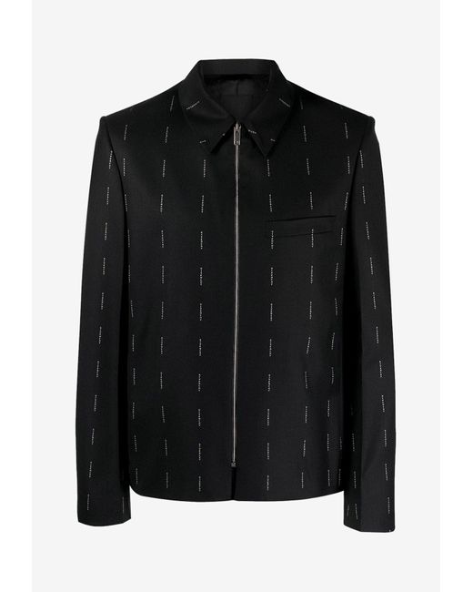Givenchy Black Logo Jacquard Zip-Up Jacket for men