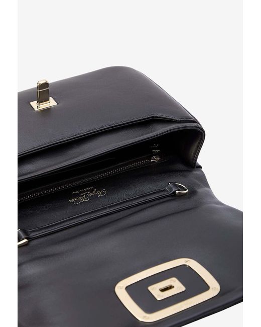Roger Vivier Black Viv' Choc Leather Shoulder Bag