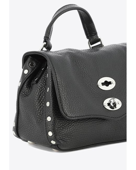 Zanellato Blue Baby Postina Tumbled Leather Shoulder Bag