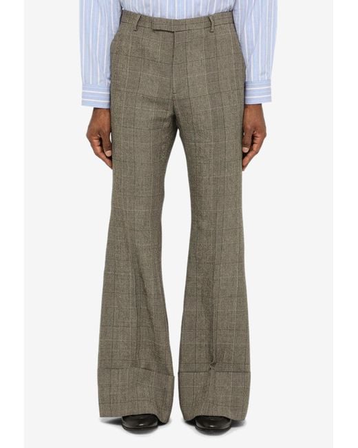 Gucci Gray Prince Of Wales Bell-bottom Pants for men