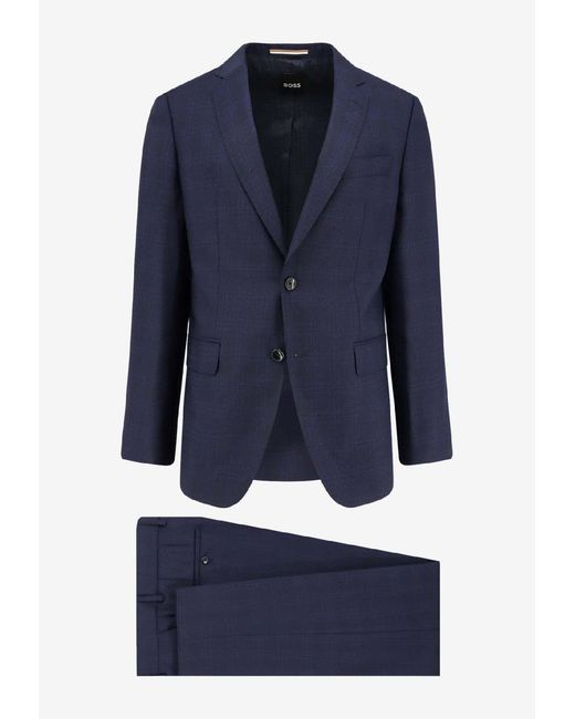 Boss Blue Wool Single-Breasted Suit for men