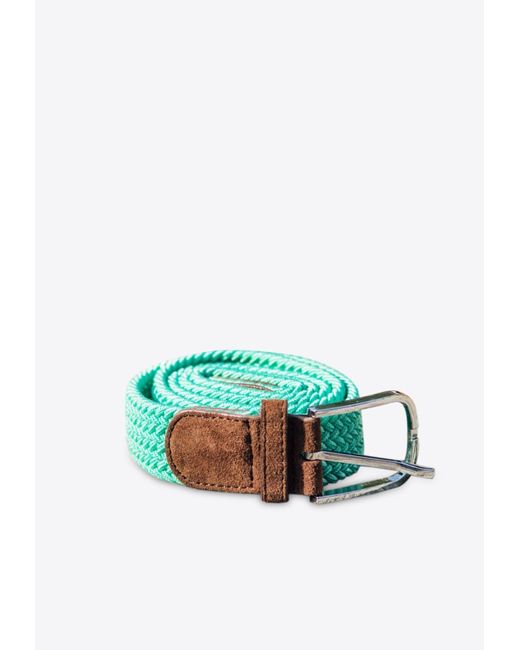 Les Canebiers Green Taillat Braided Belt With Suede Endings for men