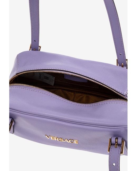 Versace Purple Tag Bowling Leather Shoulder Bag