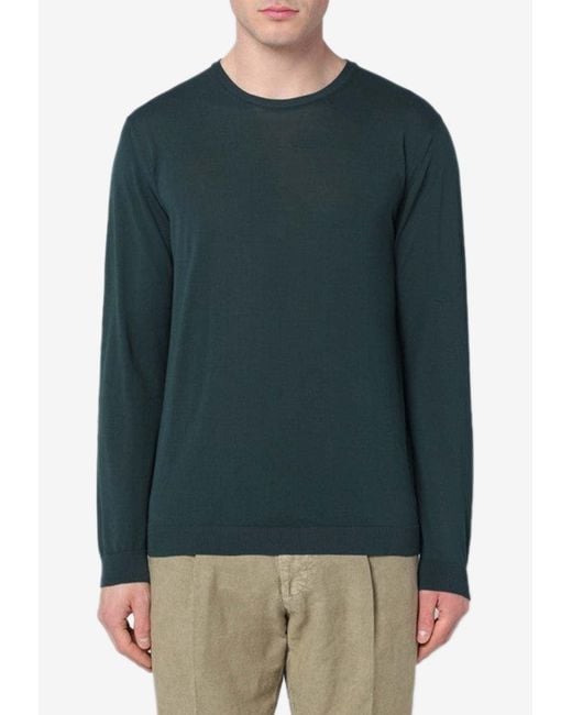 Roberto Collina Green Solid Long-Sleeved Sweater for men