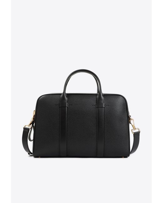 Tom Ford Black Buckley Grained Leather Briefcase for men