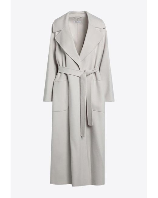 Max Mara Gray Doris Wrap Wool Coat