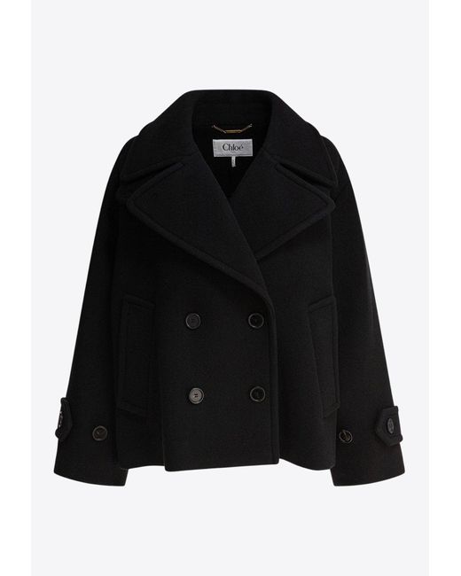 Chloé Black Oversized Short Wool Coat