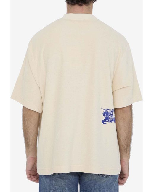 Burberry White Ekd Print Terry T-Shirt for men