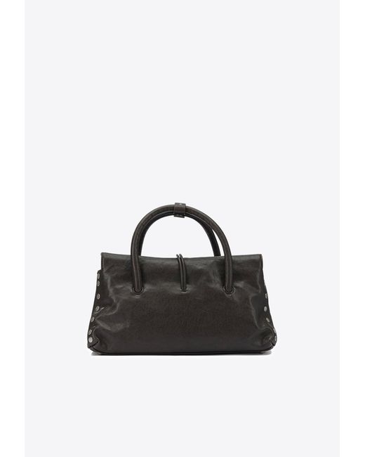 Zanellato Black Small Dotta Smooth Leather Top Handle Bag