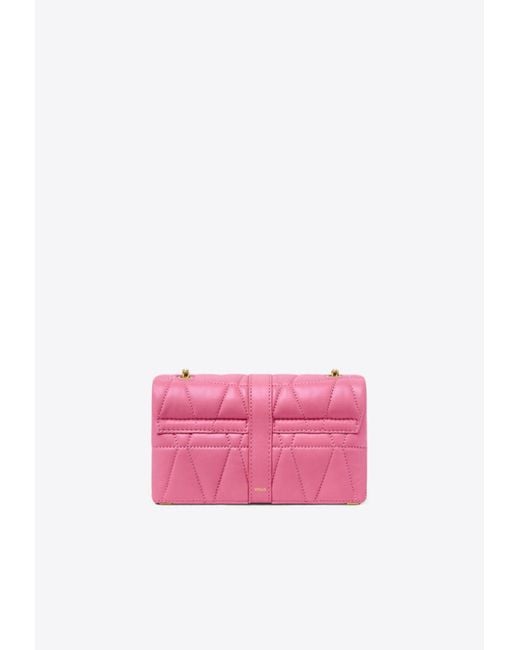 Versace Pink Mini Kleio Quilted Leather Crossbody Bag