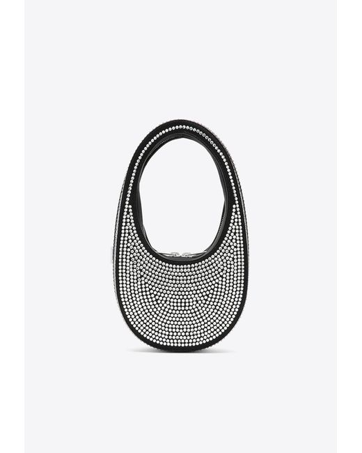 Coperni Black Mini Swipe Crystal Embellished Hobo Bag