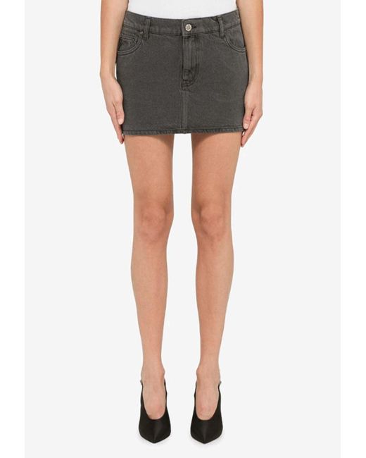 ROTATE BIRGER CHRISTENSEN Washed-out Mini Denim Skirt in Gray | Lyst