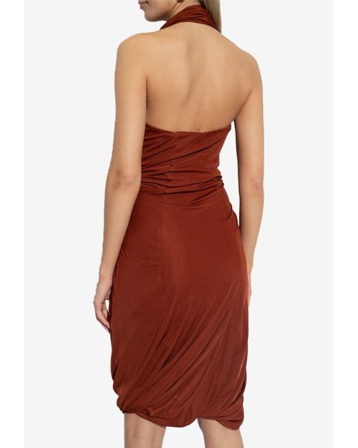 Bottega Veneta Red Halterneck Draped Dress for men
