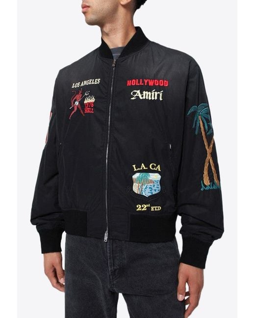 Amiri Blue Zip-Up Bomber Jacket for men